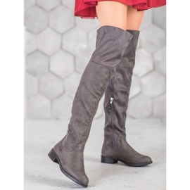 SHELOVET Stylische Overknee-Stiefel grau 2