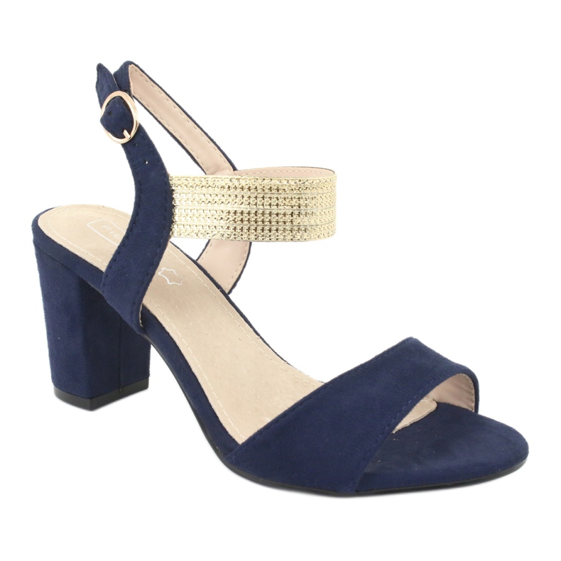 Sandalen am Pfosten von Filippo DS817 marineblau / gold 1