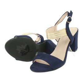 Sandalen am Pfosten von Filippo DS817 marineblau / gold 5