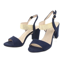 Sandalen am Pfosten von Filippo DS817 marineblau / gold 3