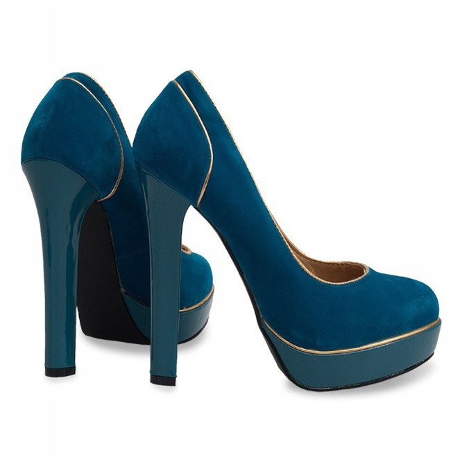 Klassische Stilettos auf der Plattform 805 Blau grün 1