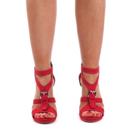 Wildledersandalen mit hohem Absatz S239 Rot 1