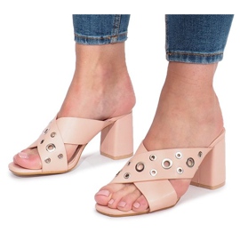 Rosa hochhackige Hausschuhe Make A Move 1