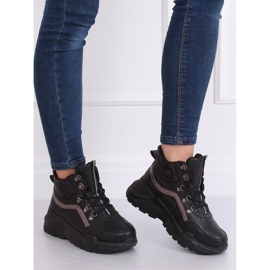 Schwarze Sportschuhe mit hohem Knöchel B0012-SP Schwarz 2