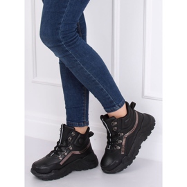 Schwarze Sportschuhe mit hohem Knöchel B0012-SP Schwarz 1