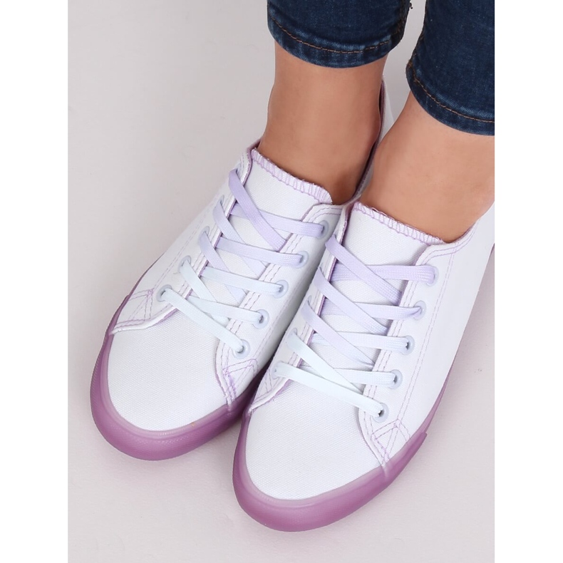 Damen ombre Sneakers in Weiß und Lila E3508 Lila violett 2
