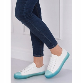 Sneakers auf einer bunten Sohle, weiß und blau FG-2948 Blue 2