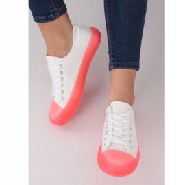Sneakers mit bunter Sohle, weiß und rosa FG-2948 Pink 2