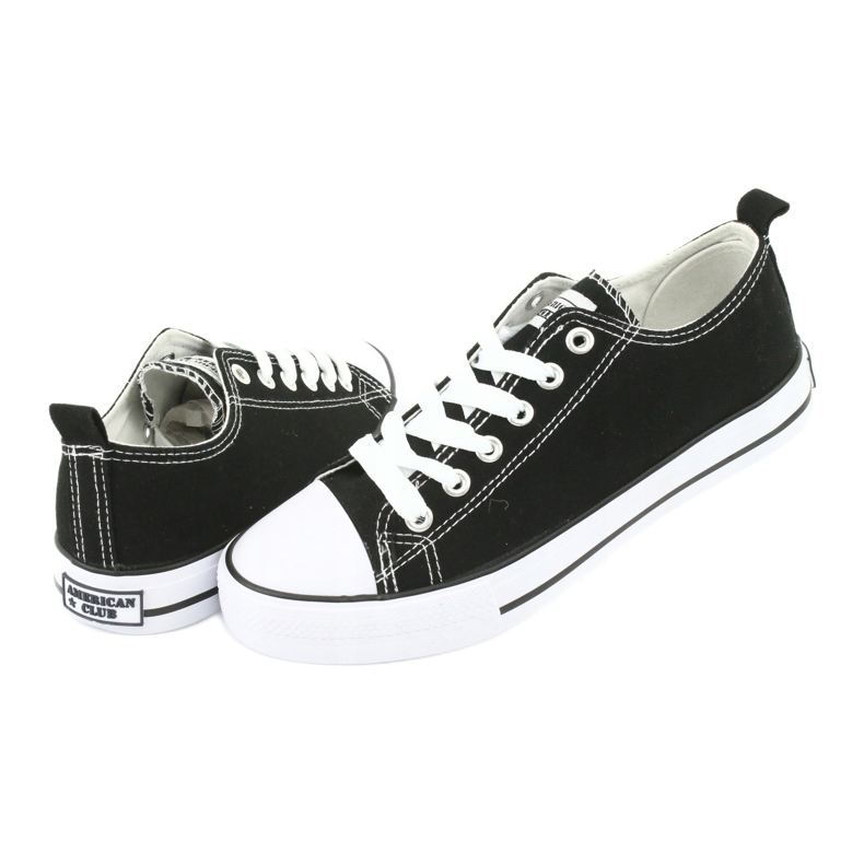 American Club Klassische gebundene Turnschuhe LH04/22 Schwarz 4