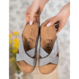 Goodin Bequeme silberne Hausschuhe grau 1