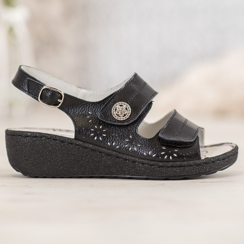 Goodin Keilsandalen aus Leder schwarz 1