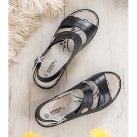 Goodin Keilsandalen aus Leder schwarz 2