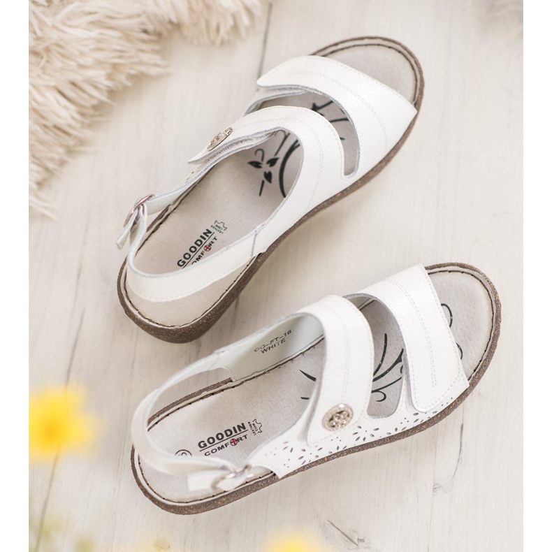 Goodin Keilsandalen aus Leder weiß 2