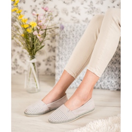 Goodin Durchbrochene Lederballerina grau 1