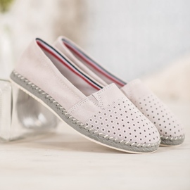 Goodin Durchbrochene Lederballerina grau 2