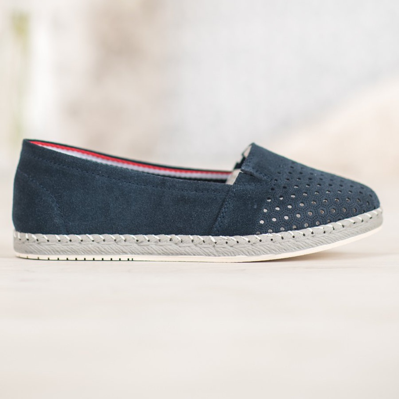 Goodin Durchbrochene Lederballerina blau 1