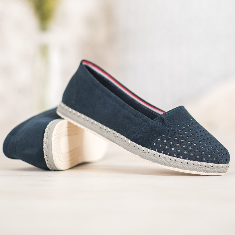 Goodin Durchbrochene Lederballerina blau 2