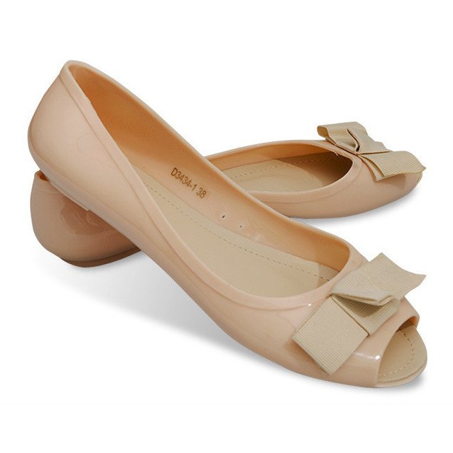 Ballerinas mit offener Zehenpartie D3434 Beige 1