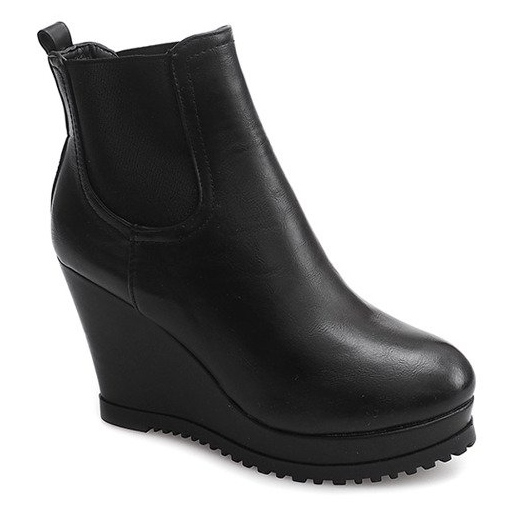 Wedges 9298 Schwarze Stiefel auf Keil 2