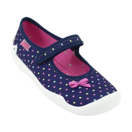 Befado Kinderschuhe 114Y372 Herzen marineblau blau rosa gelb 1