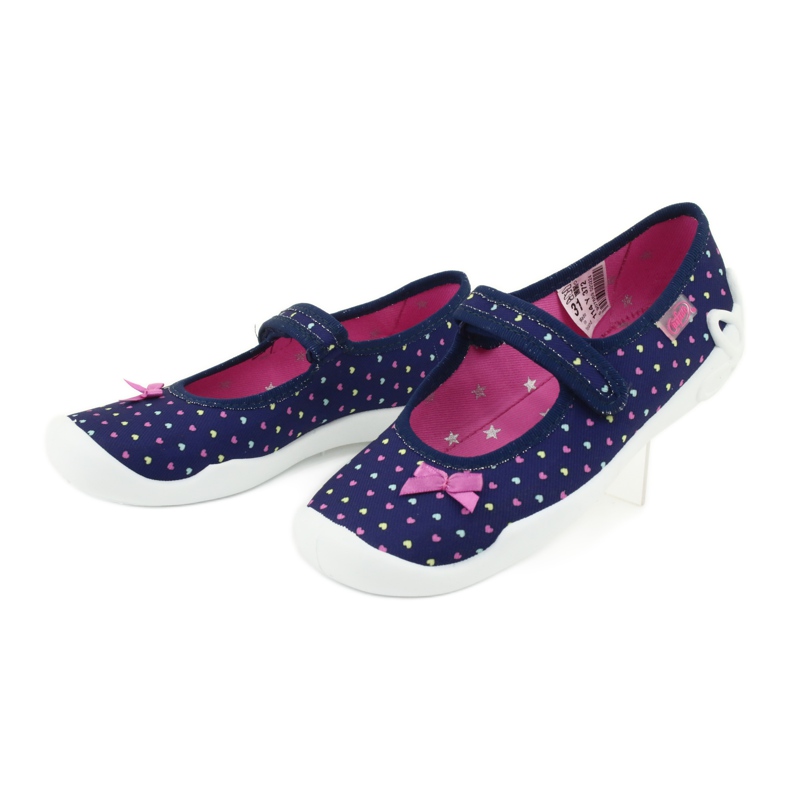 Befado Kinderschuhe 114Y372 Herzen marineblau blau rosa gelb 3