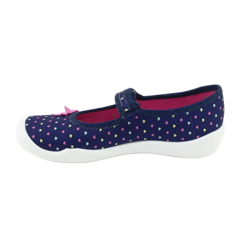 Befado Kinderschuhe 114Y372 Herzen marineblau blau rosa gelb 2