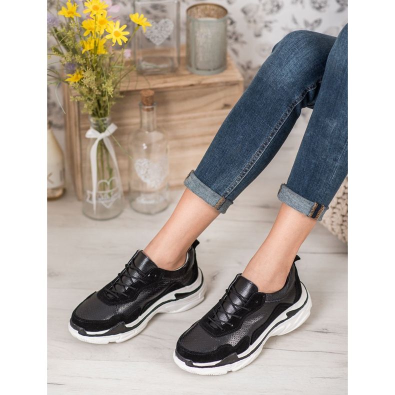 Goodin Schwarze Ledersneaker 1
