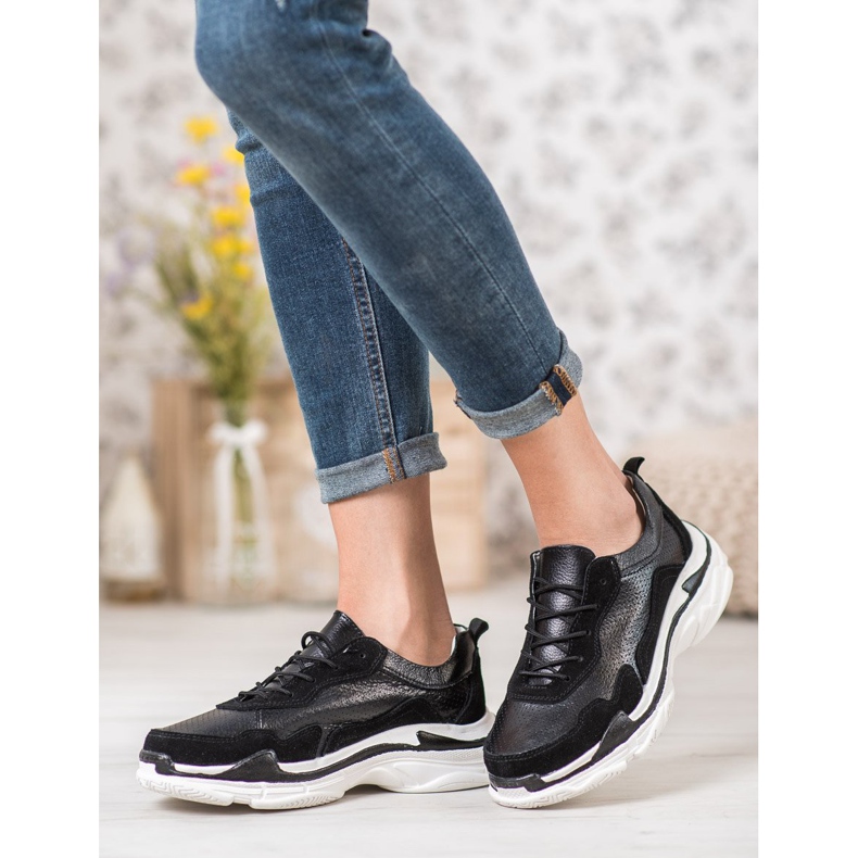 Goodin Schwarze Ledersneaker 2