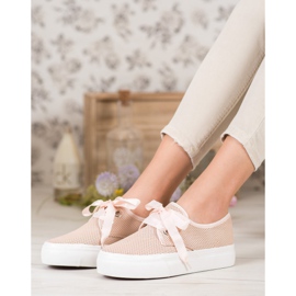 Kylie Turnschuhe mit einem Band gebunden braun 1