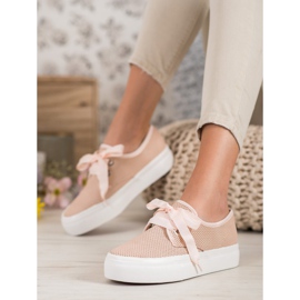 Kylie Turnschuhe mit einem Band gebunden braun 2