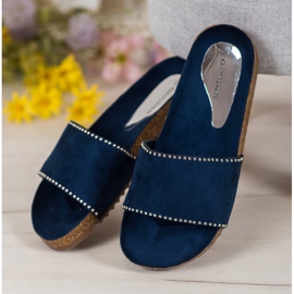 Goodin Wildleder Hausschuhe navy blau 1