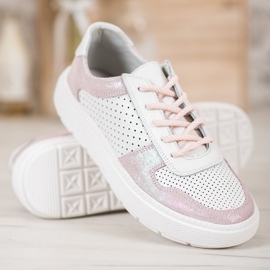 Goodin Brokatschuhe aus Leder weiß 1