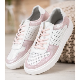 Goodin Brokatschuhe aus Leder weiß 2