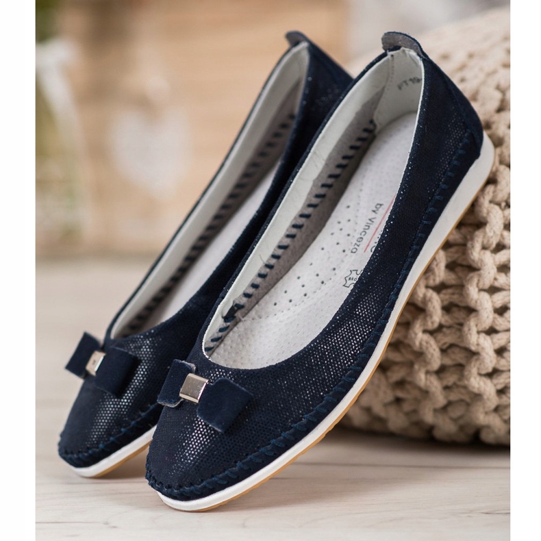 Ballerinas mit Schleife VINCEZA marineblau 2