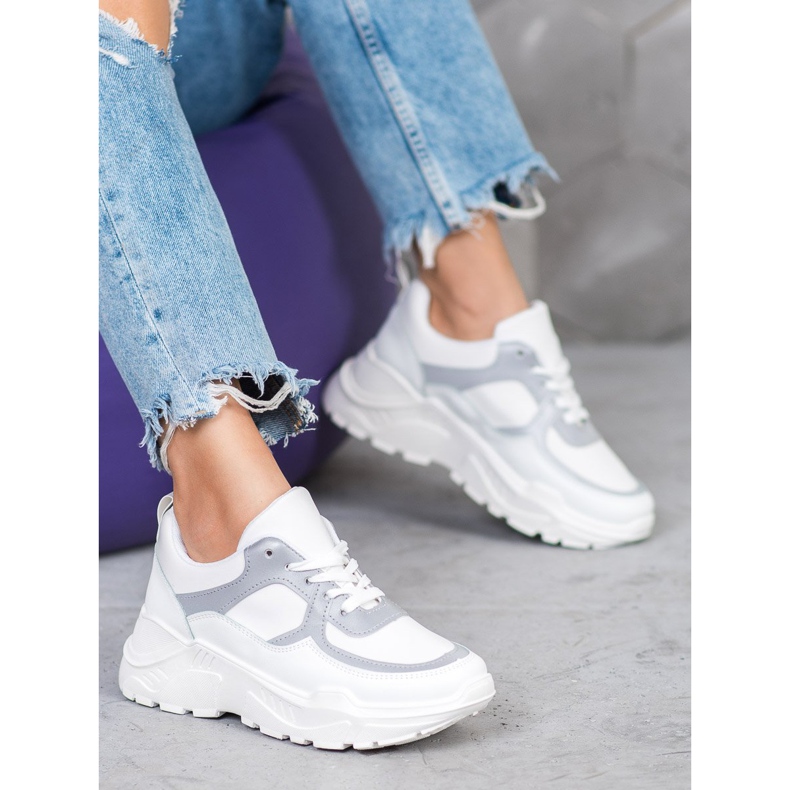 SHELOVET Stylische Sneaker weiß grau 1