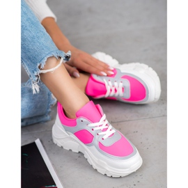SHELOVET Stylische Sneaker weiß rosa 2