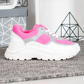 SHELOVET Stylische Sneaker weiß rosa 1