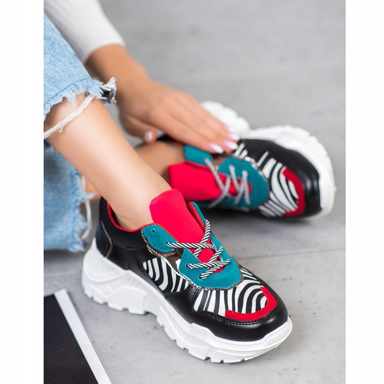 SHELOVET Mode-Turnschuhe schwarz mehrfarbig 1