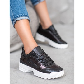 SHELOVET Sneakers mit Pailletten schwarz 1