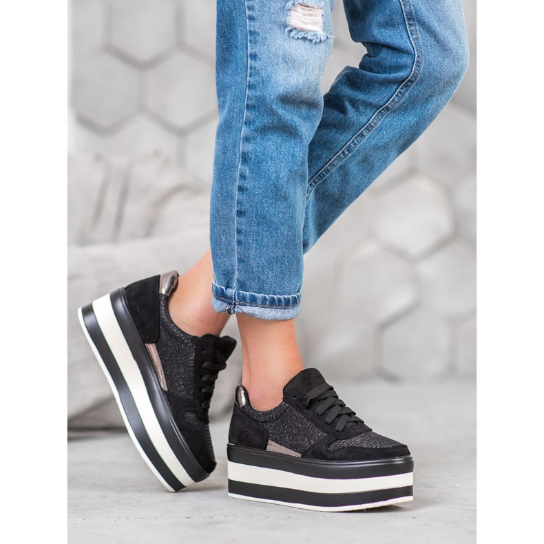 Seastar Turnschuhe auf der Plattform schwarz grau 2