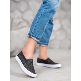 SHELOVET Slip-On-Sneaker mit Glitzer schwarz 2