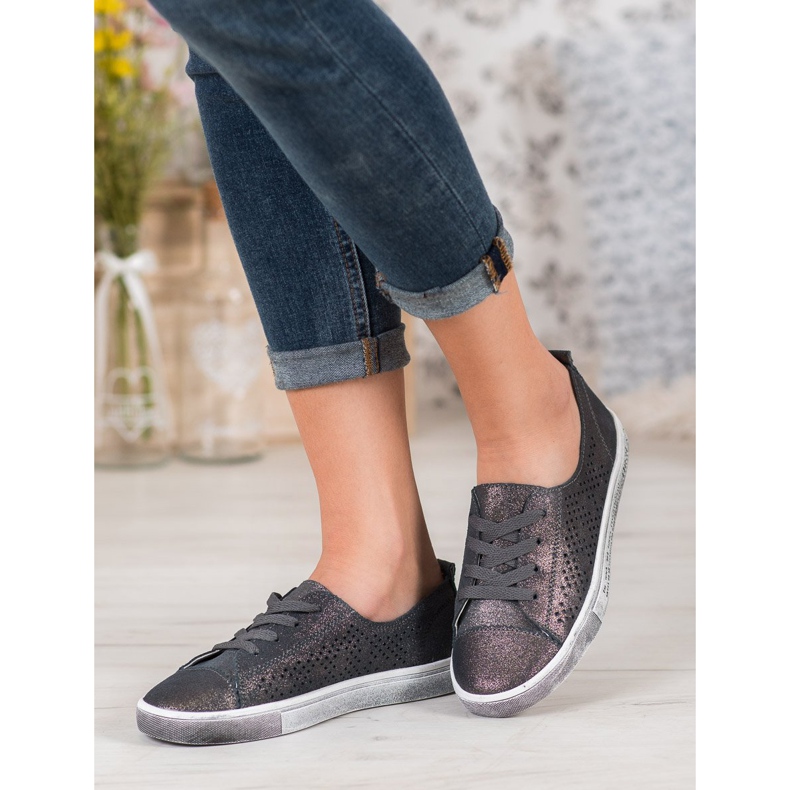 VINCEZA Leder-Sneakers grau 1