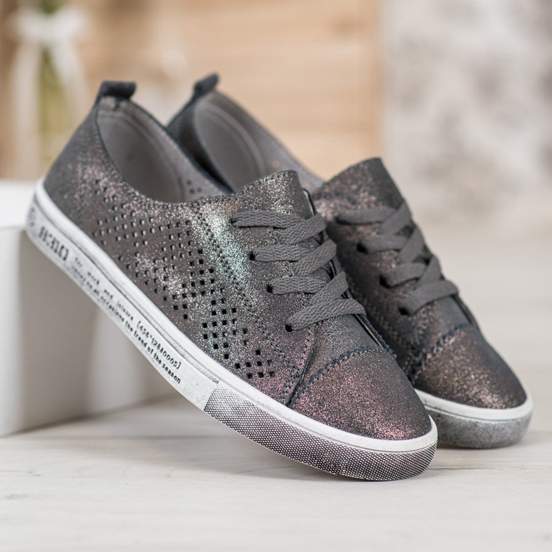 VINCEZA Leder-Sneakers grau 2