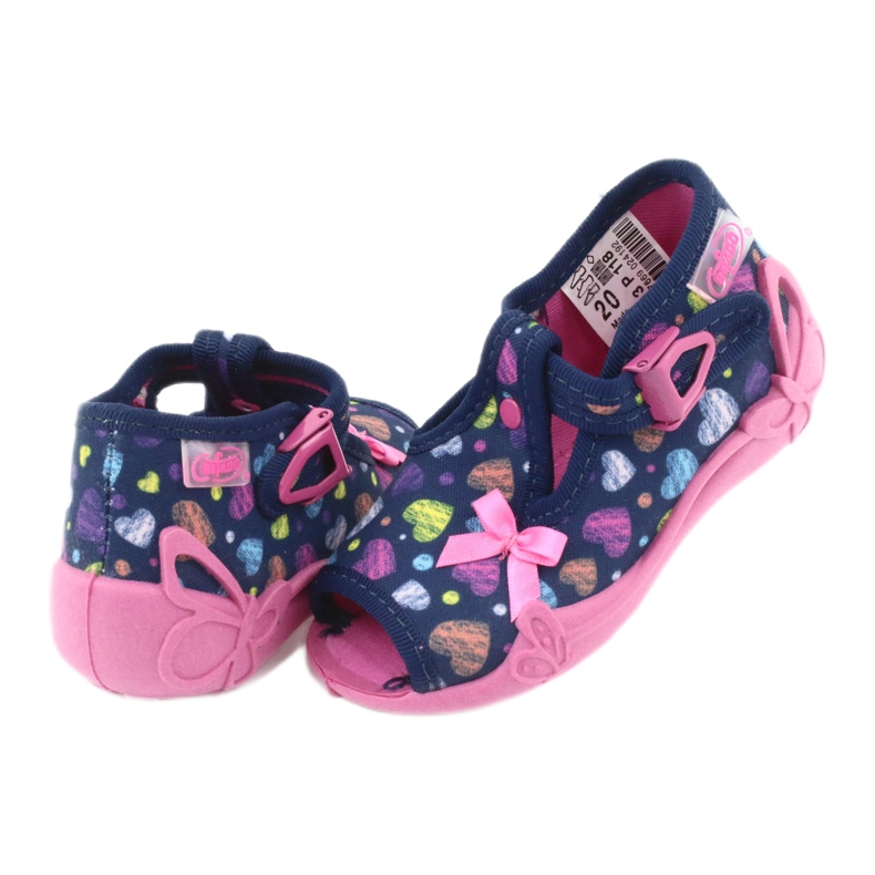 Befado Kinderschuhe 213P118 marineblau blau orange rosa gelb 4