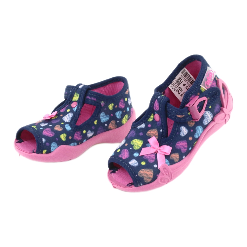Befado Kinderschuhe 213P118 marineblau blau orange rosa gelb 3