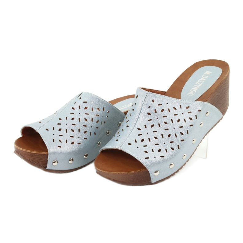 M.Daszyński Damen Keilschuhe Daszyński SA144-8 blau 3