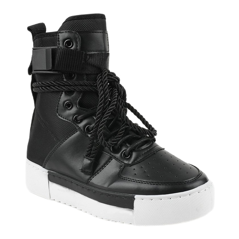Schwarze flache Sneakers Y-026 1