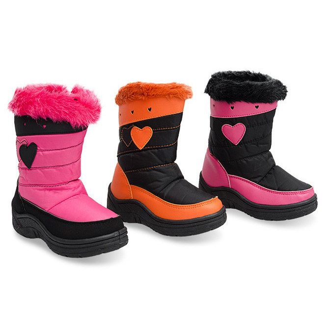 Warme Kinder-Schneestiefel DF86 Schwarz rosa 1