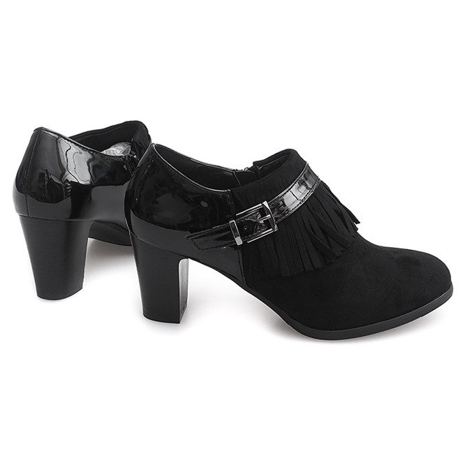 Stiefeletten mit Absatz Boho Fringe 6660 Schwarz 1