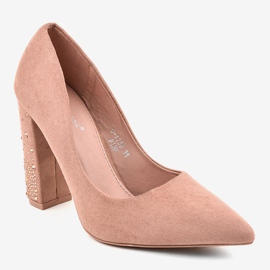 Pinke Wildleder-Pumps an der D-1230-Säule rosa 1